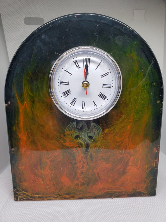 Dragon in Flames Mantle Clock